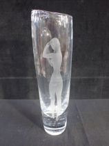 VICKE LINDSTRAND 1904-83, FOR KOSTA: A VASE ENGRAVED WITH A FEMALE NUDE