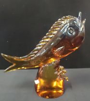 A LARGE MURANO AMBER GLASS FISH, PROBABLY ARCHIMEDE SEGUSO