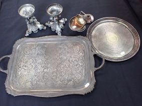 AN ELKINGTON SILVER-PLATED TRAY, ENGINE TURNED