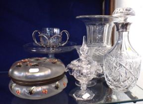 A SILVER-COLLARED DECANTER