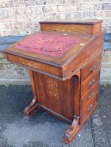 A LATE VICTORIAN INLAID DAVENPORT