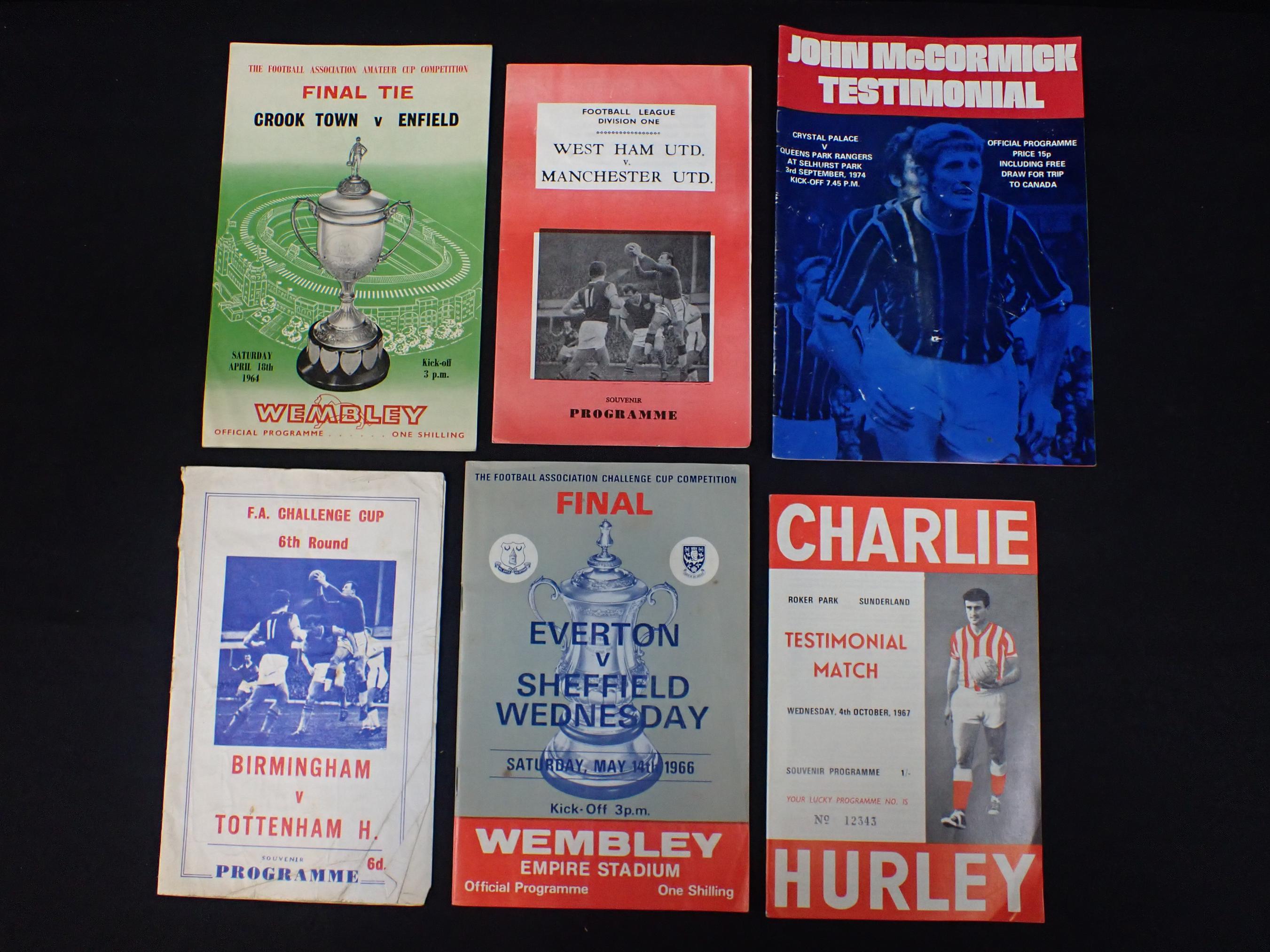 SIX FA/FOOTBALL LEAGUE/TESTIMONIAL FOOTBALL PROGRAMMES