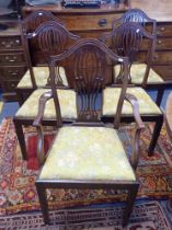 A PART SET OF GEORGE III STYLE MAHOGANY DINING CHAIRS