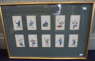 A SET OF TEN CHINESE PITH PAINTINGS DEPICTING GAMES