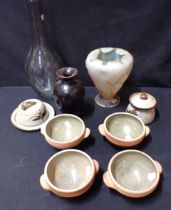 FOUR LEACH POTTERY STANDARD WARE SOUP BOWLS