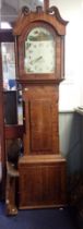 A 19TH CENTURY OAK AND MAHOGANY LONGCASE CLOCK