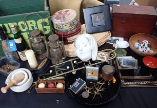 A PAINTED TERRACOTTA MASK, AND SUNDRIES