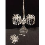 A WATERFORD TWO-BRANCH LUSTRE CANDELABRA