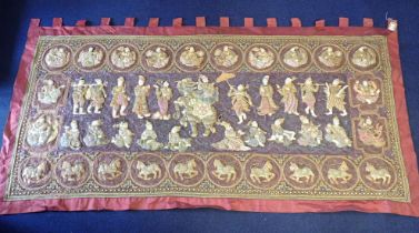 A LARGE INDIAN EMBROIDERED WALL HANGING