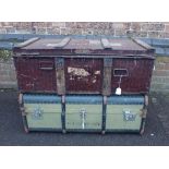 A TIN TRAVELLING TRUNK, AND A CANVAS TRUNK