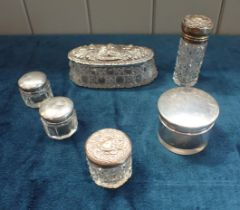 AN EDWARD VIII SILVER TOPPED DRESSING TABLE JAR
