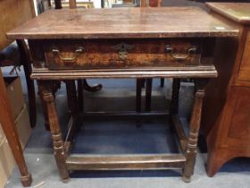 AN OLD OAK SIDE TABLE