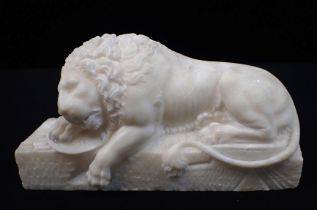 AFTER BERTEL THORVALDSEN: AN ALABASTER 'LION OF LUCERNE'