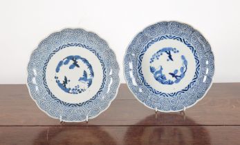 A NEAR PAIR OF JAPANESE PORCELAIN BLUE AND WHITE PLATES