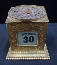 A 19th CENTURY GILT BRASS PERPETUAL DESK CALENDAR