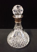 A SILVER COLLARED SHIPS DECANTER