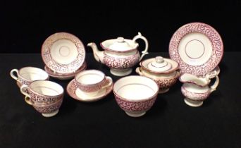 A VICTORIAN CHILD'S PINK LUSTRE PART TEA SERVICE