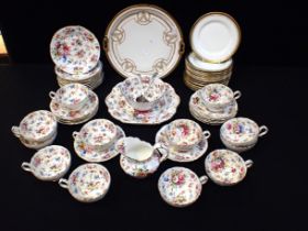 A FLORAL PART TEA SERVICE