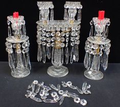 A PAIR OF 19th CENTURY CUT GLASS TABLE LUSTRES