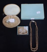 THREE VINTAGE FAUX PEARL NECKLACES