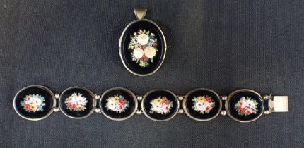 A MICRO MOSAIC BRACELET, AND SIMILAR BROOCH