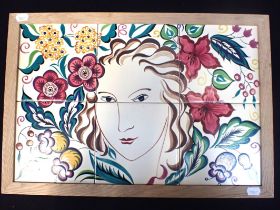 A POOLE POTTERY TILE PANEL, PAINTED BY S.M. POTTINGER