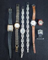 A LADIES' WATCH SET BOXED