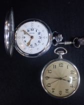 AN RNIB NICKEL-CHROME PLATED POCKET WATCH