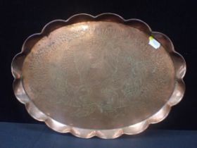 AN ARTS AND CRAFTS NEWLYN STYLE COPPER TRAY