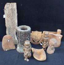 A COLLECTION OF WOOD CARVINGS