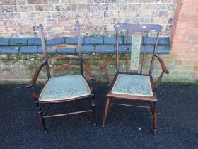 TWO SIMILAR EDWARDIAN OCCASIONAL ARMCHAIRS