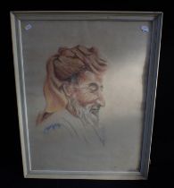 A PASTEL DRAWING OF AN EASTERN MAN