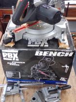 A 'POWER BASE EXCEL' BENCH SLIDING MITRE SAW