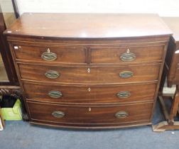A 19TH CENTURY BOWFRONT CHEST OF DRAWERS