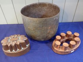 TWO COPPER JELLY MOULDS, ONE No.356