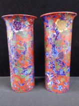 A PAIR OF CAULDON CHINESE STYLE SLEEVE VASES