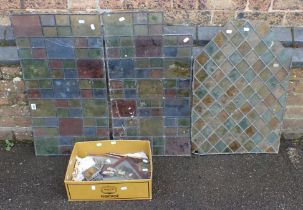 THREE STAINED GLASS WINDOW SECTIONS