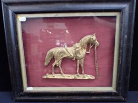 A 19TH CENTURY GILT METAL'FLATBACK' HORSE FIGURE