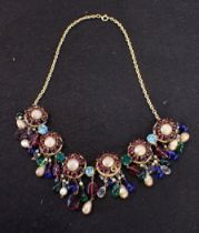 CHRISTIAN DIOR: A NECKLACE SET WITH MULTICOLOURED STONES