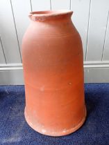 A TERRACOTTA RHUBARB FORCING POT