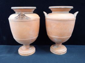 A PAIR OF 19TH CENTURY GRAND TOUR STYLE TERRACOTTA VASES