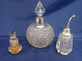 TWO SILVER COLLARED SCENT BOTTLES
