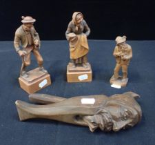 THREE BLACK FOREST STYLE CARVED FIGURES