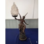 A WINGED MAIDEN TABLE LAMP