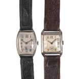 A GENTLEMANS' SILVER CASE WRISTWATCH