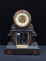 A MONUMENTAL SLATE-CASED CLOCK WITH VISIBLE BROCOT ESCAPEMENT