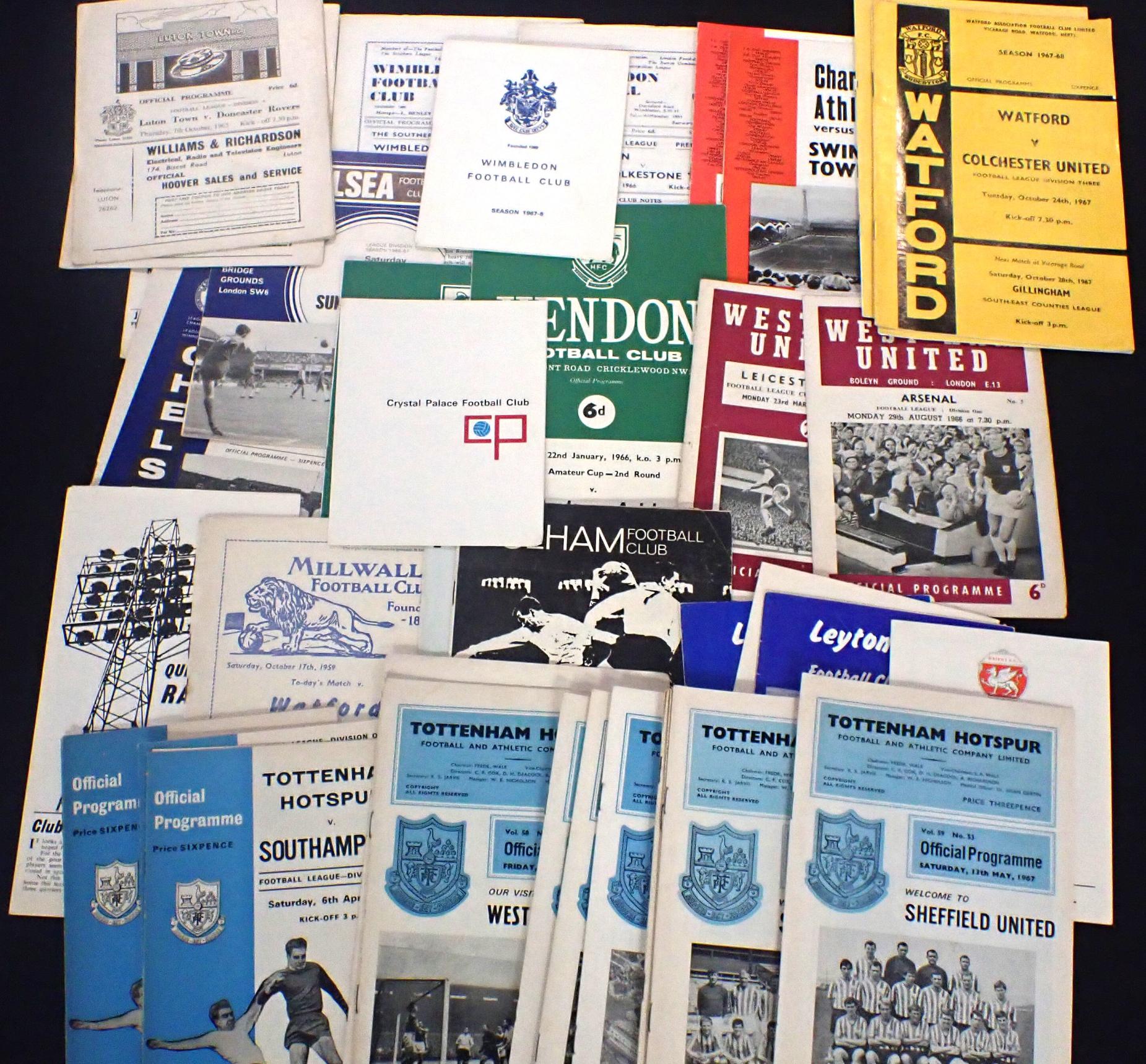 FORTY TWO 1960s LONDON FOOTBALL PROGRAMMES