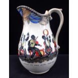A 19th CENTURY BLACK MINSTREL BAND JUG; 'SALLY IS THE GIRL FOR ME'