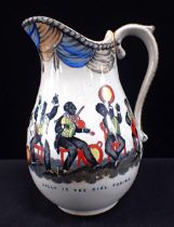 A 19th CENTURY BLACK MINSTREL BAND JUG; 'SALLY IS THE GIRL FOR ME'