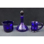 THREE PIECES OF 'BRISTOL BLUE' GLASSWARE